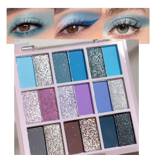 Koreanische 18-Farben Augenpalette, Matt, Perlglanz & Glitzer, Coole Frühlings- und Sommertrends inkl. 2 Doppelpinseln (02#) von Zynewa