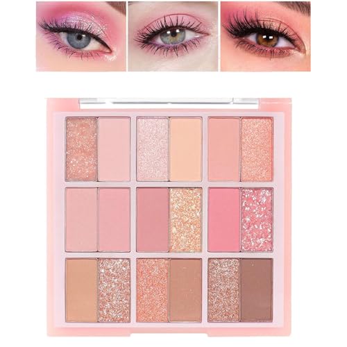 Koreanische 18-Farben Augenpalette, Matt, Perlglanz & Glitzer, Coole Frühlings- und Sommertrends inkl. 2 Doppelpinseln (04#) von Zynewa