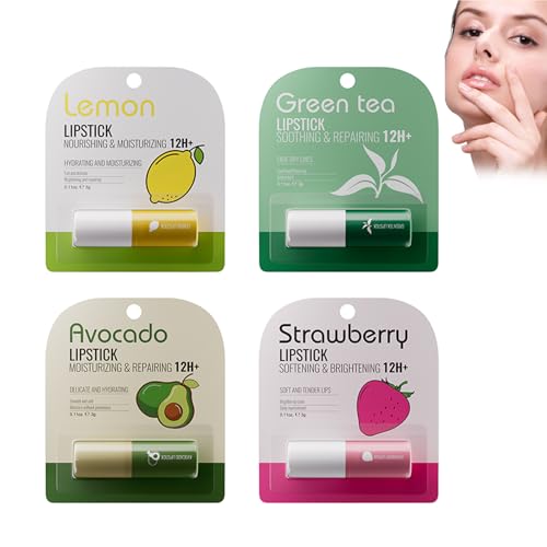 Lip Balm Hydrating Nourishing Moisturising Lipstick, Lippenbalsam Fruchtige Lippenpflege 4er Set, Intensive Feuchtigkeit & Pflege, Mit Natürlichen Fruchtölen von Zynewa