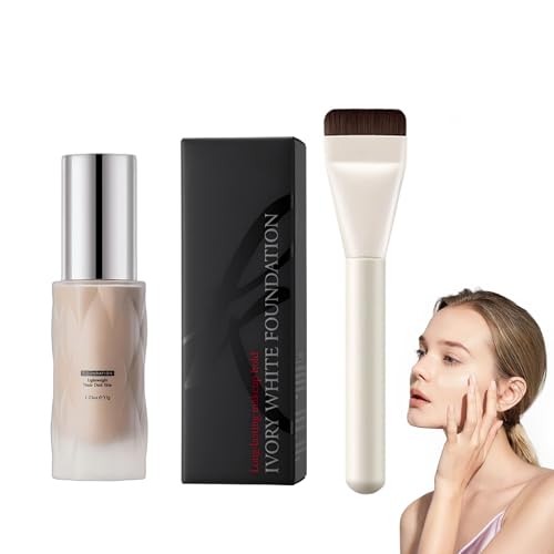 Nude Foundation, Natürliche Leichtgewicht Flüssige Foundation mit Pinsel, Farbkorrekturcreme Wasserfest und langanhaltend, Deckt sanft & Schützt die Haut, Für einen makellosen Nude-Look (Tiefe Haut) von Zynewa