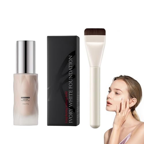 Nude Foundation, Natürliche Leichtgewicht Flüssige Foundation mit Pinsel, Farbkorrekturcreme Wasserfest und langanhaltend, Deckt sanft & Schützt die Haut, Für einen makellosen Nude-Look (Natürlich) von Zynewa