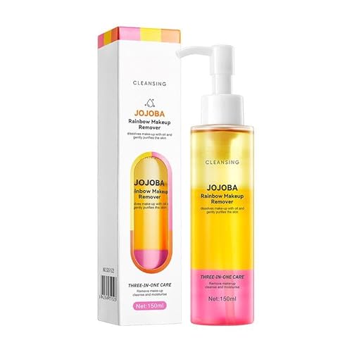 Regenbogen-Make-up-Entferner-Öl 150ml, Wasserige Textur, mild reinigt Gesicht, löst alle Make-up-Artikel (auch wasserfestes) auf, hinterlässt keine fettige Haut von Zynewa