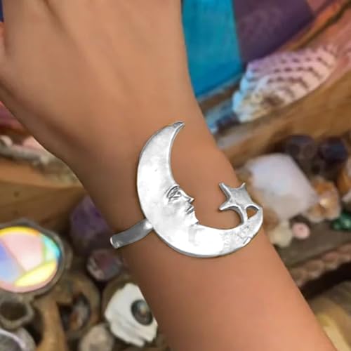 Zyntora Stern Mond Armband Für Frauen,Mond Und Sterne Cuff Armreif | Romantischer Schmuck Charm Für Teenager Frauen Mütter Töchter Familie Paare Freunde von Zyntora