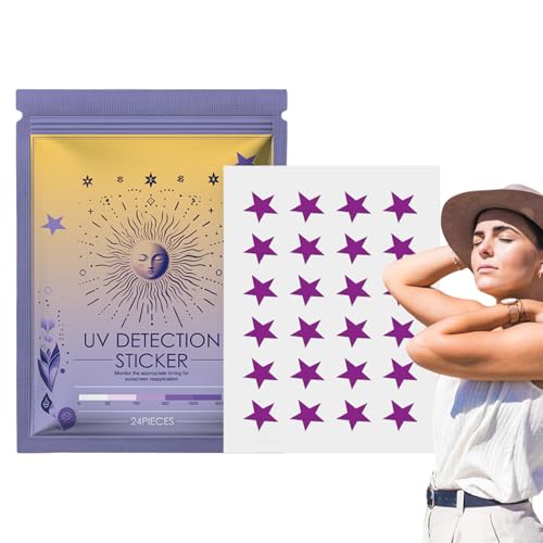 Zyntora UV-Sticker für Sonnenschutz - 24 Stück Nachcrem Hinweis Aufkleber - Schweißresistente Pflegeprodukte und tragbare Gesichtssonnenschutz-Patches für Erwachsene und Kinder von Zyntora