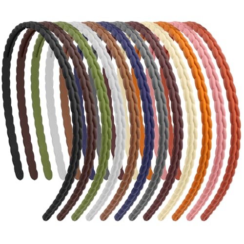 12 Stück Haarreif Mädchen Dünn, Haarreifen Damen Dünn, Haarreif Damen Schmal mit Zähnen, DIY Haarbänder Stirnbänder für Frauen Mädchen 12 Farben, 6 mm von Zyren