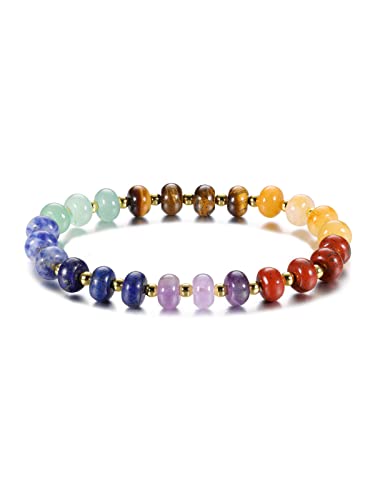 Zysta 7 Chakra Armband Echte Steine Armbänder Natürliche Edelstein Yoga Healing Reiki Energietherapie Balance Buddha Armband für Damen Herren (Stil 1) von Zysta
