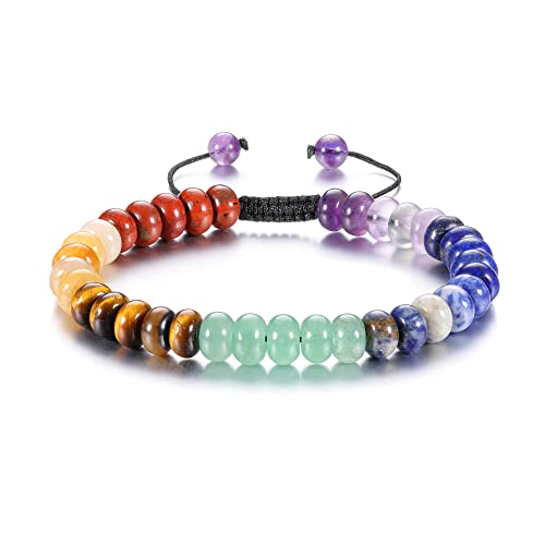 Zysta 7 Chakra Armband Echte Steine Armbänder Natürliche Edelstein Yoga Armband Healing Reiki Energietherapie Balance Buddha Armband für Damen Herren (Stil 2) von Zysta