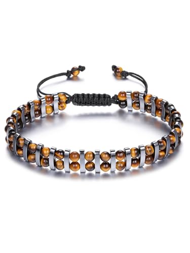 Zysta 7 Chakra Armband Echte Steine Armband Doppellagiges Armbänder Yoga Armband Edelstein Healing Reiki Energietherapie Glückbringen Armbänder Damen Herren (Tigerauge) von Zysta