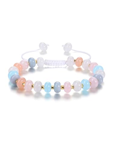 Zysta 7 Chakra Armband Echte Steine Verstellbar Heilsteine Armbänder Yoga Healing Reiki Energietherapie Glückbringen Armbänder Damen Mädchen (Blau & Rosa) von Zysta