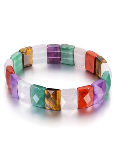 Zysta Armband Herren Stretch Breit Chakra Armband Echte Stein Geschenk für Männer von Zysta