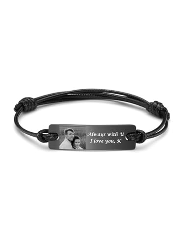 Zysta Personalisierte Verstellbar Leder Armband mit Foto Gravur - Armband für Damen Herren von Zysta
