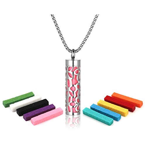 Zysta Aromatherapie Schmuck- Damen Herren Parfum Hohl Locket Käfig Anhänger Floating Charm Aroma Medaillon ätherisches Öl Diffuser Halskette mit 10pcs Pads (Hohl- Blume 1) von Zysta