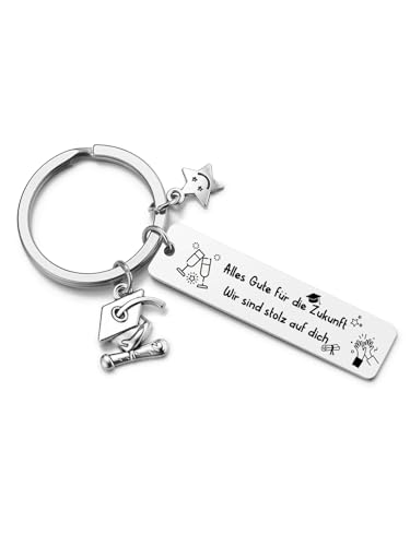 Zysta Bachelor Geschenk Abschluss Schlüsselanhänger mit Stern & Bachelor Hut Inspirierend Glücksbringer Keychain für Studenten & Absolventen von Zysta