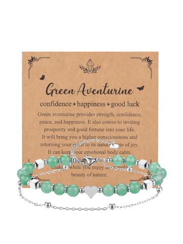 Zysta Chakra Armband Echte Steine Armbänder Layered Yoga Armband Energietherapie Glückbringen für Frauen & Mädchen (Grün Aventurin) von Zysta