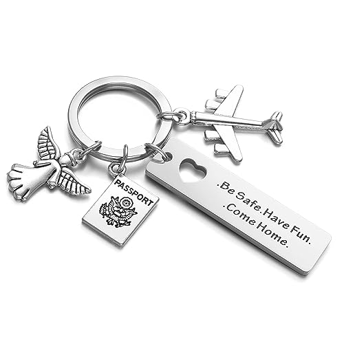 Zysta Edelstahl Schlüsselanhänger mit Gravur Flugzeug Schlüsselanhänger Charm Keychain Glücksbringer Schlüsselbund für Pärchen Freunde Papa Mama Familie von Zysta