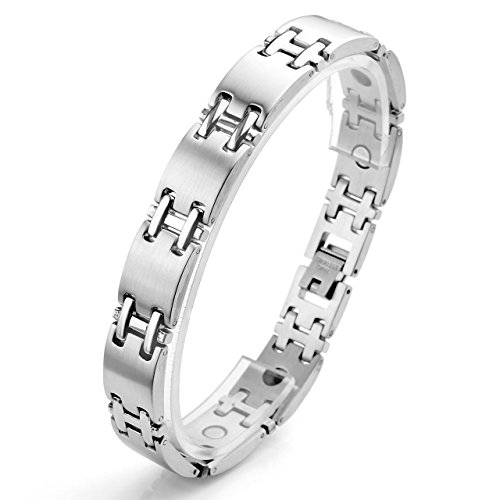Zysta Edelstahl Schmuck Herren Magnetarmband Armband Gewölbt Magnetisches Armreif Silber von Zysta