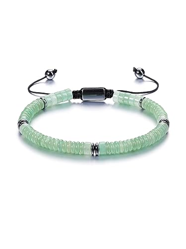 Zysta Edelsteine Armband Gerflochten einstellbar Stretch Perlenarmband Aventurin Tigerauge Armkette Glückbringen Geschenk für Damen Herren (Aventurin) von Zysta