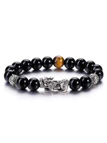 Zysta Feng Shui Armband Obsidian Perlenarmband mit chinesisches Pi Xiu Glücksarmband Amulett zum Glück Reichtum für Damen Herren von Zysta