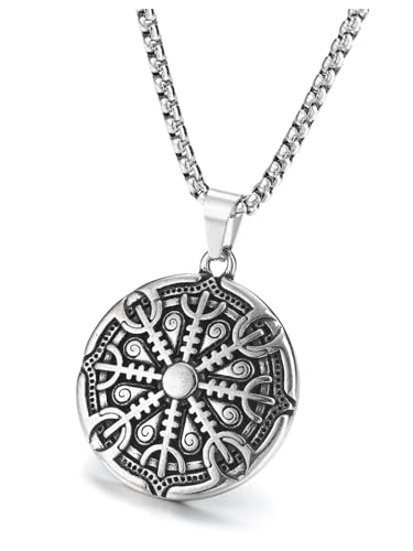 Zysta Halskette herren Wikinger Schmuck Helm of Awe Vegvisir Anhänger Kette für Männer Papa Geschenk von Zysta