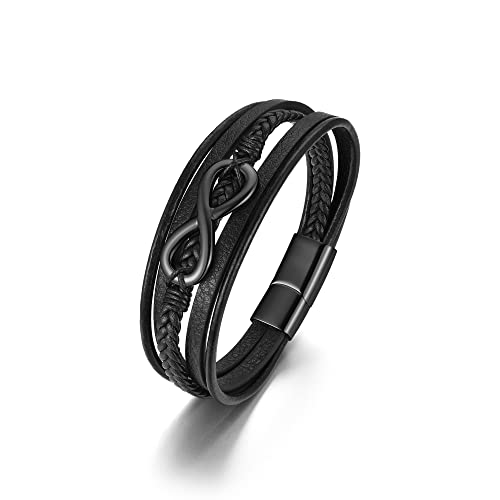 Zysta Lederarmband Herren Unendlichkeitszeichen Armband Infinity Wickelarmband MIT Magnetverschluss - Geschenk für Männer (Silber) von Zysta