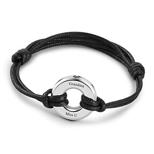 Zysta Personalisiert Gravur- Edelstahl Asche Schmuck Memorial Urne Armband Verstellbar Lederarmband Kreis der Ewigkeit des Lebens Wasserdicht Armreif + Trichter füllen Kit (Silber) von Zysta