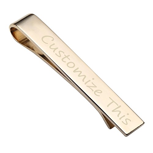 Zysta Personalisiert Krawattenklammer mit Gravur Edelstahl Krawattennadel Skinny Business Tie Clip für Männer Herren, Silber/Gold/Schwarz von Zysta