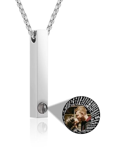 Zysta Personalisierte Foto Projektion Halskette Bild Anhänger im Stein mit 100 Sprachen Ich Liebe Dich BFF Pärchen Kette für Damen Männer (100 Sprachen Ich Liebe Dich & Foto) von Zysta