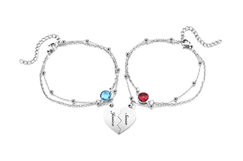 Zysta Personalisierte Freundschaftsarmband für 2/3/4 Puzzle Herz Armband mit Gravur Edelstahl Strass BFF Armband für Schwester Geschenk (2 Stücke) von Zysta