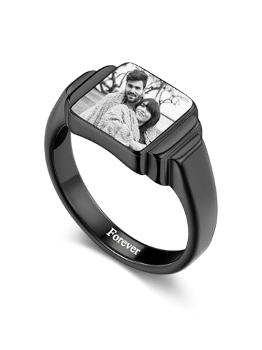 Zysta Personalisierte Herren Siegelring mit Foto Glänzend Poliert Band Ring mit Gravur für Männer (67.2(21.4)) von Zysta
