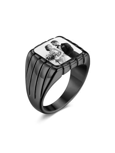 Zysta Personalisierte Herren Siegelring mit Foto Glänzend Poliert Quadrat Band Ring mit Gravur für Männer (64.6(20.6)) von Zysta