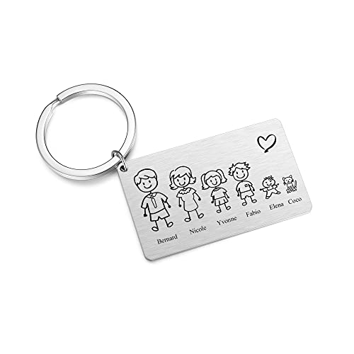 Zysta Familie Schlüsselanhänger Personalisierte mit Namen Gravur Keychain für Mama, Oma, Opa, Papa Familien-Geschenk mit Geschenkbox (Silber) von Zysta