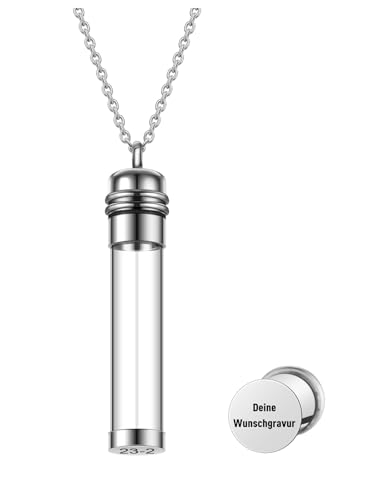 Zysta Personalisierte Urnen Anhänger Flasche Kettenanhänger zum Befüllen Asche Amulett Memorial Schmuck für Damen Herren von Zysta