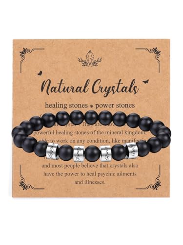 Zysta Personalisiertes Armband Herren Edelstein Perlenarmband Mit Gravur 1-5 Namen Tigerauge Lavastein Stretch Armband Geschenk für Vatertag Valentinstag Weihnachten von Zysta