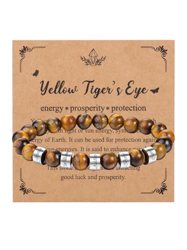 Zysta Personalisiertes Armband Herren Edelstein Perlenarmband Mit Gravur 1-5 Namen Tigerauge Lavastein Stretch Armband Geschenk für Vatertag Valentinstag Weihnachten von Zysta