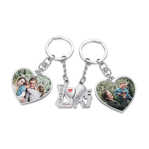 Zysta Personalized Fotogravur Pärchen Schlüsselanhänger 2 Stück Magnet Herz Puzzle Schlüsselanhänger mit Gravur Paar Schlüsselbund Liebe Keychain für Partner Geschenk von Zysta