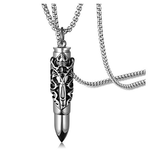 Zysta Patrone Urnen Asche Anhänger mit Doppelt Drachen Memorial Asche Gothic Schmuck Feuerbestattung Halskette für Männer Herren, Silber/Gold (Silber) von Zysta