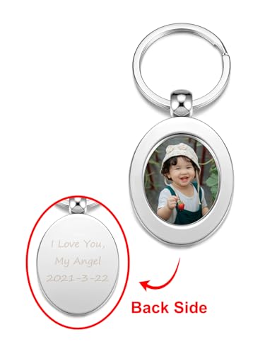 Zysta Personalized Text & Fotogravur- Edelstahl Dog Tag Schlüsselanhänger Herz ID Tag Gravurplatte Keychain Schlüsselbund für Personalisierte Geschenke von Zysta