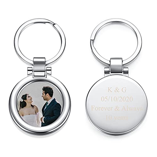 Zysta Personalized Text & Fotogravur- Edelstahl Dog Tag Schlüsselanhänger Herz ID Tag Gravurplatte Keychain Schlüsselbund für Personalisierte Geschenke von Zysta