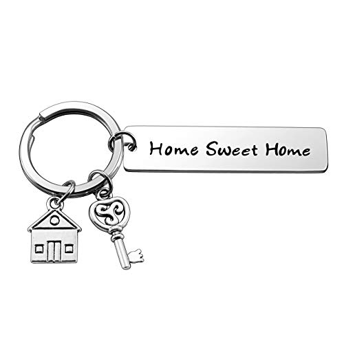 Zysta Pärchen Schlüsselanhänger mit Gravur “Home Sweet Home” Edelstahl Haus Schlüssel Schlüsselbund Paare Liebe Familie Keychain als Einweihungsgeschenk (1 Stück) von Zysta