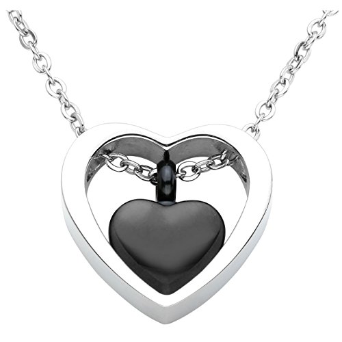 Zysta Schmuck Herren Damen Doppel-Herz Memorial Anhänger aus Edelstahl Asche Urne Anhänger Halskette mit 24" Kette+ Trichter-füllen-Kit mit Geschenkbox von Zysta