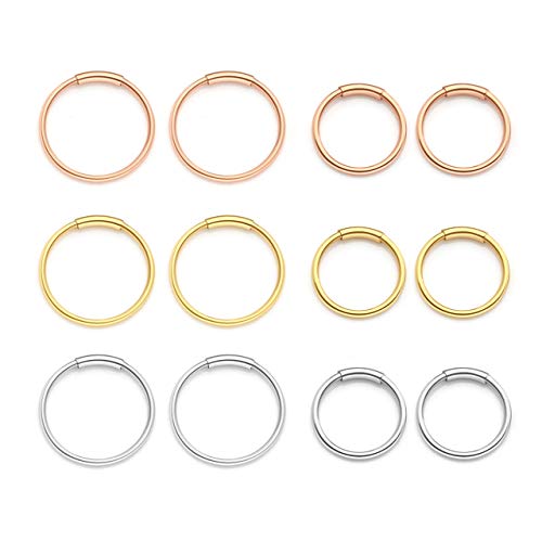 Zysta 12 Stück Edelstahl Nasenpiercing Set Nase Septum Nasenring Clicker Hoop Lippen für Damen Herren von Zysta