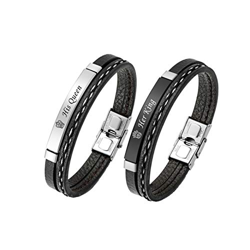 Zysta "Her King und His Queen Schrift Curb Kette Armband mit Gravur EIN Paar partnerarmband aus Edelstahl Pärchen Armreifen für verliebte Herren Damen Geschenkset (King & Queen) von Zysta