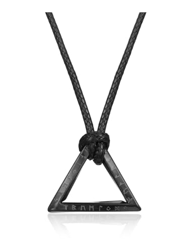 Zysta Wikinger Halskette Herren Rune Anhänger mit Leder kette Mobius Halskette Nordische Viking Vegvisir Amulett für Männer Geschenk (Schwarz) von Zysta