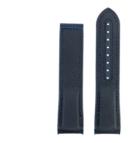 ZythrXLate 20 mm 21 mm 22 mm Nylon-Gummi-Uhrenarmband for Männer Faltschließe Armband Uhrenzubehör Silikonuhr Uhrenarmband Weichgummi für Uhren, Armbänder(Blue no buckle,22mm) von ZythrXLate