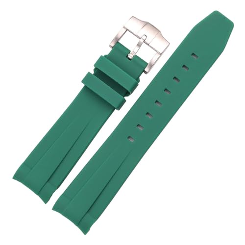 ZythrXLate 20 mm Uhrenarmband aus Gummi mit gebogenem Ende for Uhrenarmbänder aus weichem Silikon, Schwarz, Grün, Blau, Taucherarmband für Uhren, Armbänder(Green) von ZythrXLate