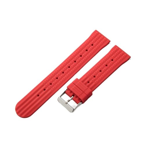 ZythrXLate 20MM 22MM Gummi Waffel Uhr Band for Weiche Gummi Uhr Strap Wasserdicht Ersatz Universal Uhrarmbänder für Uhren, Armbänder(Red,22mm) von ZythrXLate