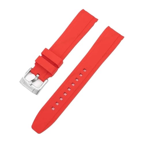 ZythrXLate 20mm 22mm Silikonarmband for universelles Uhrenarmband mit gebogenem Ende und Bogen aus Gummi for wasserdichtes Sportarmband für Uhren, Armbänder(Red,22mm) von ZythrXLate