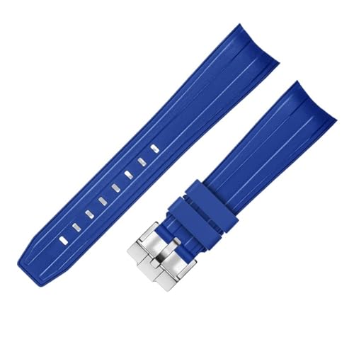 ZythrXLate FKM Fluorkautschuk 21 mm wasserdichtes Uhrenarmband Silikonarmband for Uhrenarmbänder wasserdichte Uhrenarmbänder mit Verschluss für Uhren, Armbänder(Blue silver buckle) von ZythrXLate