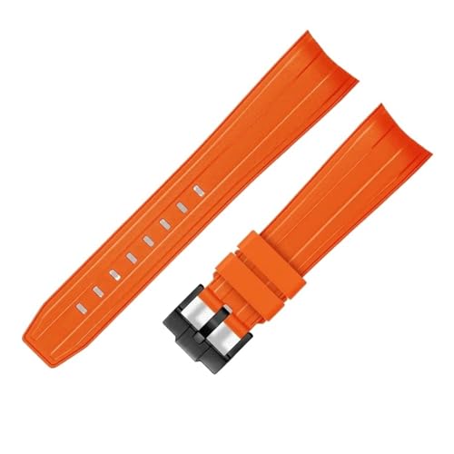 ZythrXLate FKM Fluorkautschuk 21 mm wasserdichtes Uhrenarmband Silikonarmband for Uhrenarmbänder wasserdichte Uhrenarmbänder mit Verschluss für Uhren, Armbänder(Orange black buckle) von ZythrXLate