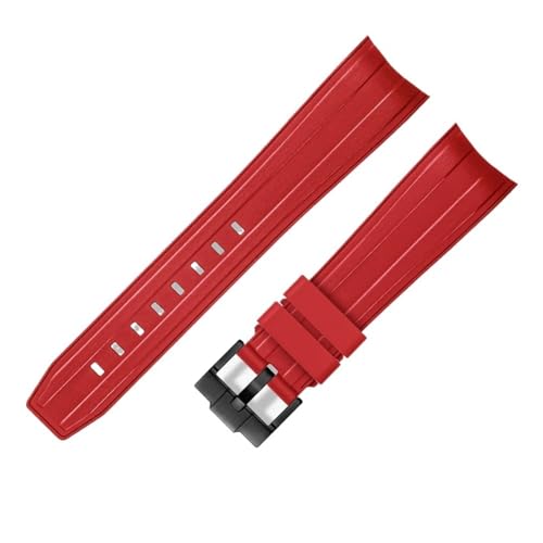 ZythrXLate FKM Fluorkautschuk 21 mm wasserdichtes Uhrenarmband Silikonarmband for Uhrenarmbänder wasserdichte Uhrenarmbänder mit Verschluss für Uhren, Armbänder(Red black buckle) von ZythrXLate